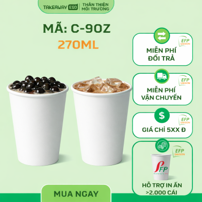 Ly giấy 9oz - 270ml (Ly giấy dùng nóng/lạnh)
